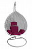 Кресло подвесное большое Кокон F-03 (Белый ротанг/Фуксия подушка)