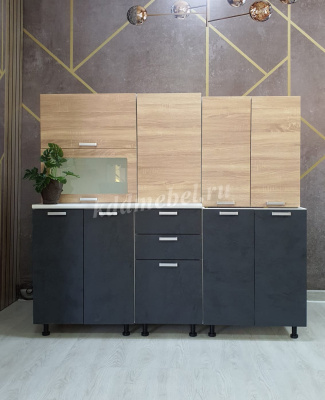 Кухня Бетоны 1,6 МДФ Белый (Дуб сонома/Бетон графит)