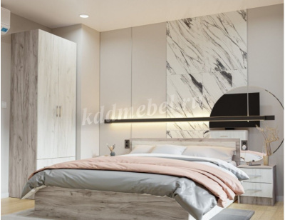 Кровать Гармония 1.4 с ящиками (Дуб крафт серый/Дуб крафт белый)