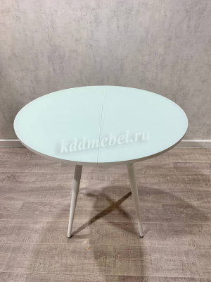 Стол обеденный раздвижной с фотопечатью Элип-1 (Белый/Подстолье конус белый)