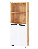 Стеллаж Квартет-13 (Дуб крафт золотой/Белый древесные поры)