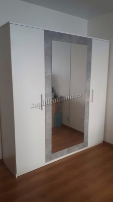 Шкаф Аврора 4-х дверный (Белый/Ателье светлый)