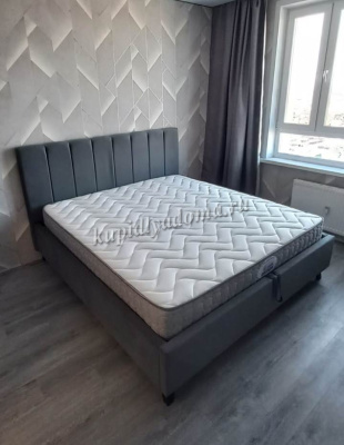 Кровать Оливия 1.4 с подъемным механизмом (Микровелюр/Серый)