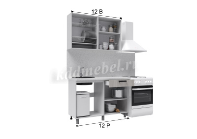 Кухня Кантри 1,2 (Дуб канадский/Карбон вулкан/Столешница Дуб вотан)