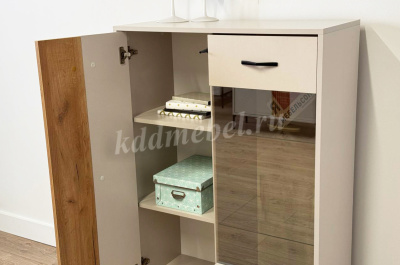 Комод со стеклом Доминика (Кашемир/Дуб крафт золотой)