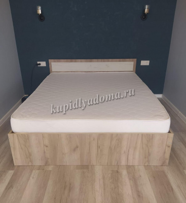 Кровать Гармония 1.6 с ящиками КР 604 (Дуб крафт серый/Дуб крафт белый)