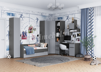 Шкаф угловой Вита (Темно-серый лофт/Силк маус серый)