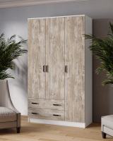 Тэкс Шкаф Лагуна Белый с тиснением Дуб Юкон_Interactive LightMix