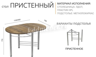 Стол обеденный ВВР пристенный Пластик (Лавант)