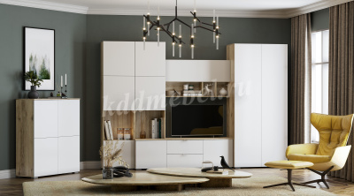 Комод Милан-1 (Делано светлый/Белый)