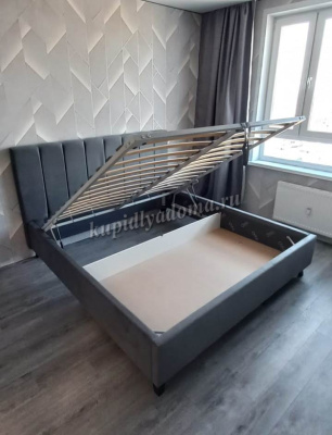 Кровать Оливия 1.4 с подъемным механизмом (Микровелюр/Серый)