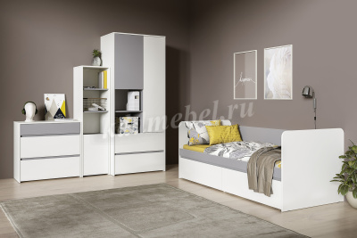 Стол письменный Торонто 12.149 (Белый шагрень/Стальной серый)