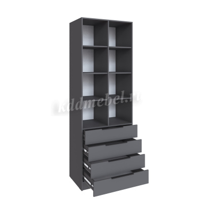 Стеллаж Мадрид 0,8 с 4 ящиками (Графит серый)