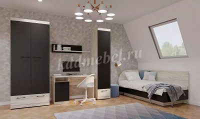 Письменно-компьютерный стол ПКС-12 (Дуб крафт белый/Антрацит)