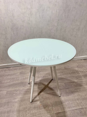 Стол обеденный раздвижной с фотопечатью Элип-1 (Белый/Подстолье конус белый)