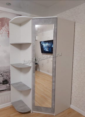 Шкаф угловой Аврора (Белый/Ателье светлый)