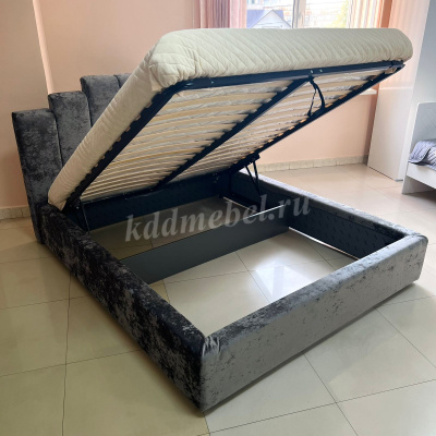 Кровать Амелия 1.6 с подъемным механизмом (Плюш Графит)
