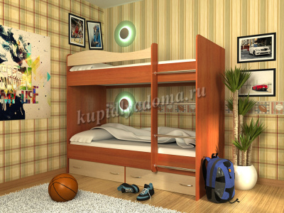 Кровать двухъярусная СМ-Мебель (Ясень шимо темный/Ясень шимо светлый)