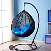 Кресло подвесное большое Кокон F-03 (Черный ротанг/Серая подушка)