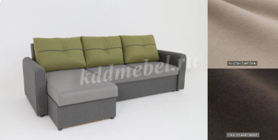 Угловой диван-кровать Амур ДУ комплектация 3 (Ньютон лайт беж/Ньютон дарк браун) 2 кат