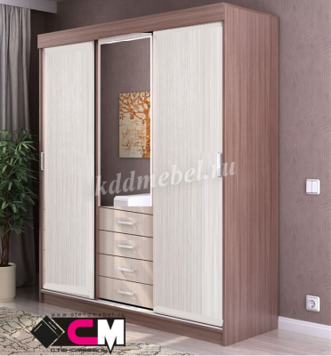 Шкаф-купе Лидер-3 (Ясень шимо темный/Ясень шимо светлый)