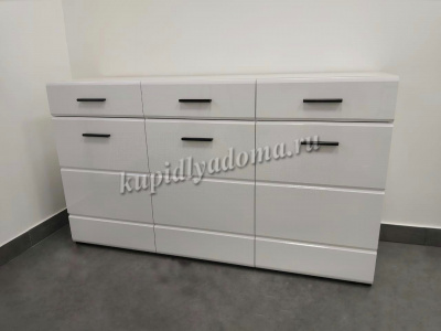 Комод Йорк 3д (Белый жемчуг/Белый глянец)