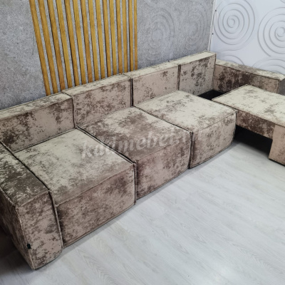 Угловой диван Бафи ДУ комплектация 4 (Плюш Латте)