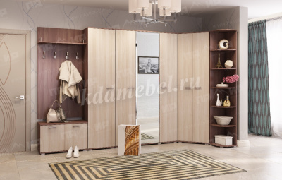 Шкаф трехстворчатый с зеркалом Италия (Ясень шимо темный/Ясень шимо светлый)