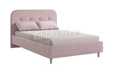 Кровать Лео 1.2 с ортопедическим основанием (Нежно-розовый/Графит велюр)