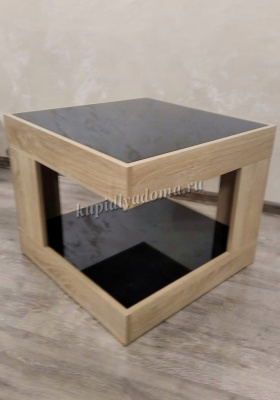 Стол журнальный СЖ-20 (Дуб сонома/Черное стекло)