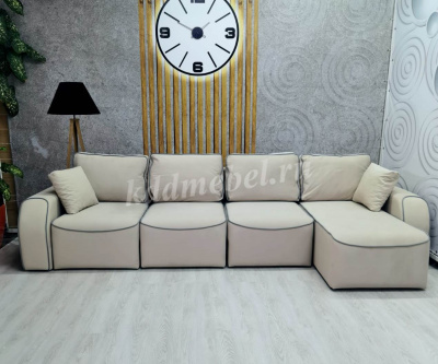 Угловой диван Бафи-2 ДУ Комплектация-4 (Романо беж/Романо грей) 