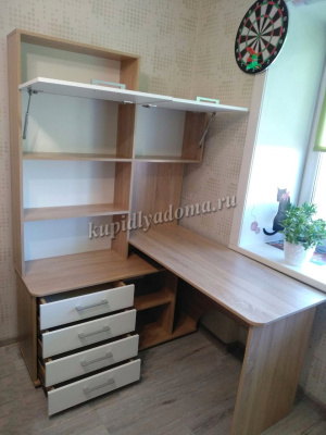 Стол компьютерный угловой с надставкой Гарвард левый 130*120 (Дуб сонома/Белый)