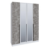 Шкаф Мадрид 1,6 с 6 ящиками внутри с зеркалом (Белый древесные поры/Ателье светлое)