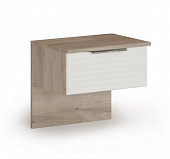 Тумба прикроватная 1 ящ (2шт) Джулия (Дуб крафт серый/Белый глянец) 