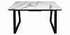 Стол обеденный раздвижной пластик Маэстро (Мрамор белый/Опоры черные)