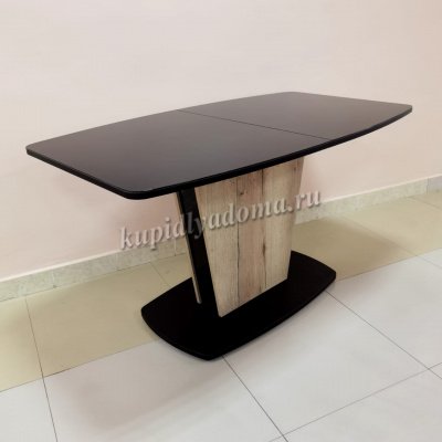 Стол обеденный раскладной Милтон 2 NEW (Каркас Черный матовый/Столешница табак Оракал 070)