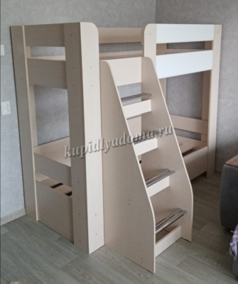 Кровать двухъярусная Симба (Дуб белфорт/Белый глянец)