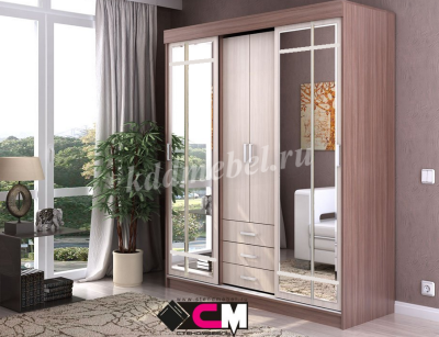 Шкаф-купе Лидер-1 (Ясень шимо темный/Ясень шимо светлый)