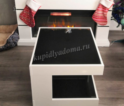 Стол журнальный СЖ-20 (Белый/Черное стекло)