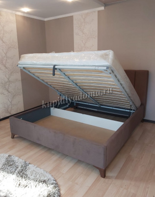 Кровать Оливия 1.6 с подъемным механизмом (Микровелюр/Шоколад)