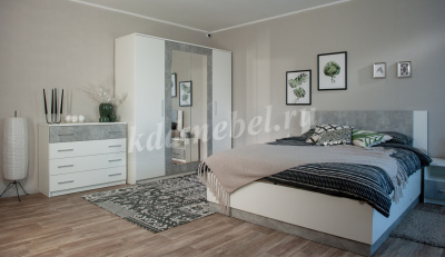 Шкаф Аврора 4-х дверный (Белый/Ателье светлый)