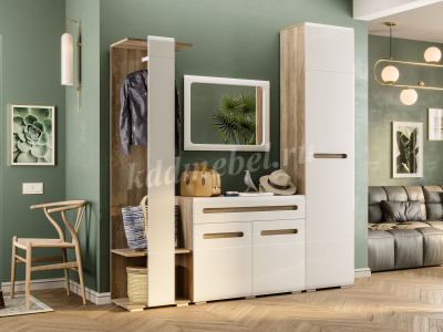 Шкаф угловой Наоми ШК-21 (Дуб каньон/Белый глянец) 