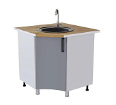 Шкаф нижний угловой мойка УМР кухня Танго без столешницы (Белый/Лайм глянец)