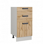 Шкаф нижний ШН 3Я 400 Кухня Лофт (Фон серый/Дуб Вотан)