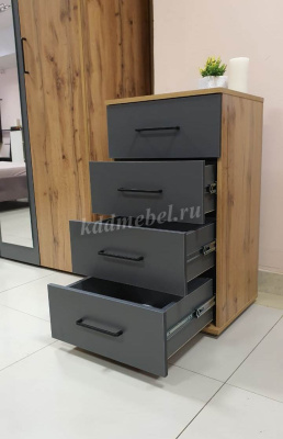 Комод узкий 01 Бруно (Дуб Вотан/Серый Графит)