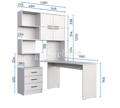 Стол компьютерный Брауни правый (Шиншилла серая)