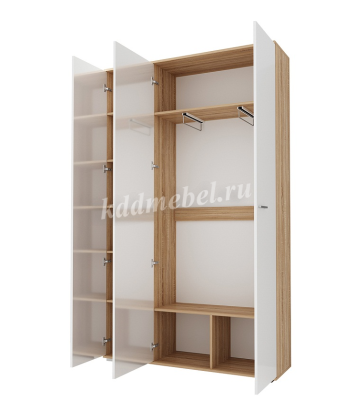 Шкаф трехстворчатый с зеркалом Италия (Дуб сонома/Белый Глянец)
